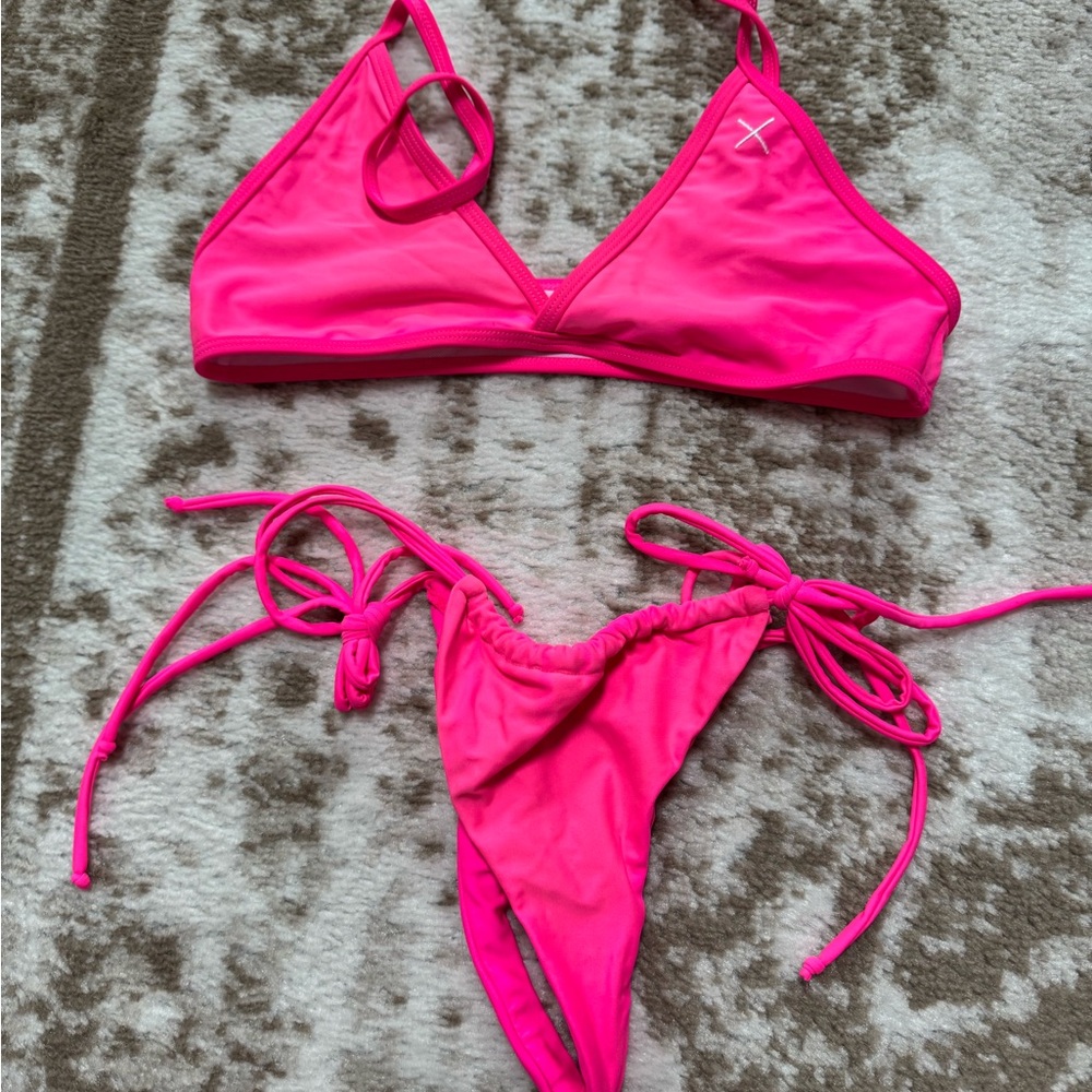Boutine La Hot Pink Triangle String Bikini - image 1